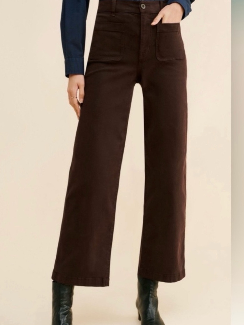 Madewell Emmett Wide Leg Patch Pocket Pants Dark Carob Brown 31